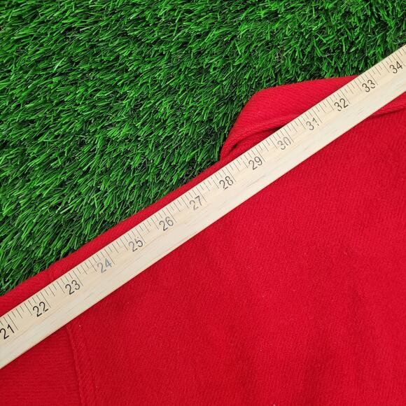 Vintage Woolrich Button Shirt S/M 19x29 Solid Red USA Heavyweight Wool 70s - Picture 5 of 12